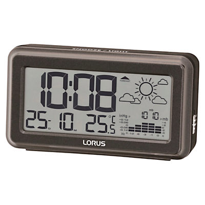 Lorus Weather Forecast Alarm Clock, Black Lorus Weather Forecast Alarm Clock, Black